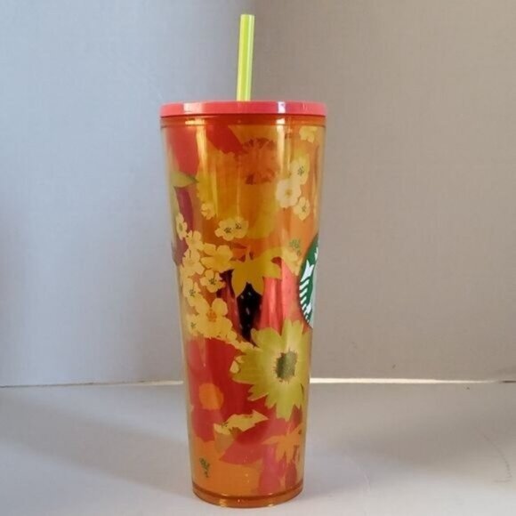 24 Oz Starbucks 2022 Strawberry Fields Cold Cup Travel Tumbler Venti - Picture 3 of 15